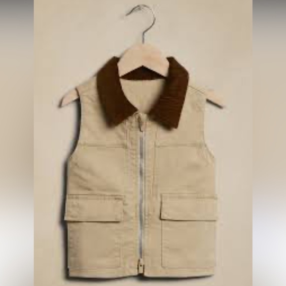 Kids Tan Vest with Brown Collar - Picture 1 of 5